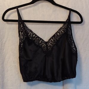 Free People Black Lace Trim Chemise